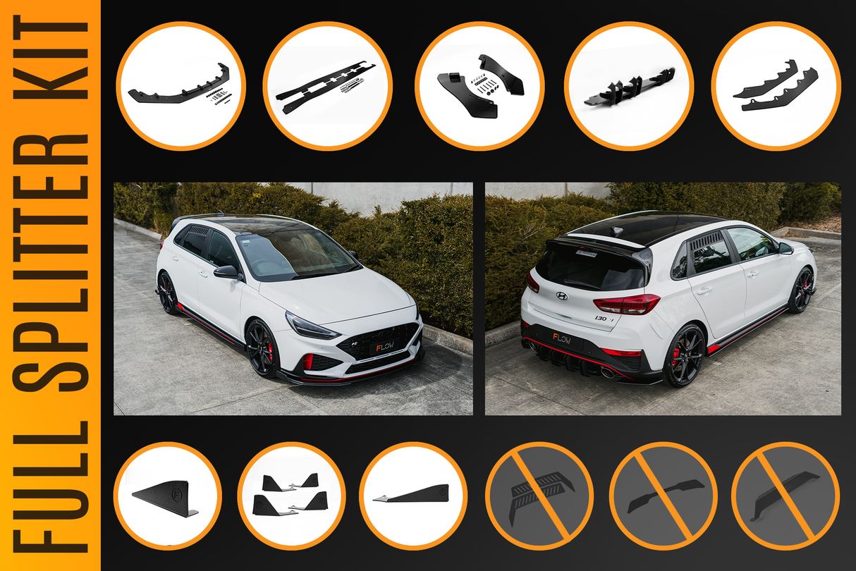 i30N Hatch PDE V6 FL2 2025 Full Lip Splitter Set - ModsDirect