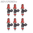 Injector Dynamics ID1750-XDS 48mm Injectors Set of 6 w/11mm Red Adaptor Top, 14mm Lower O-Ring - Universal