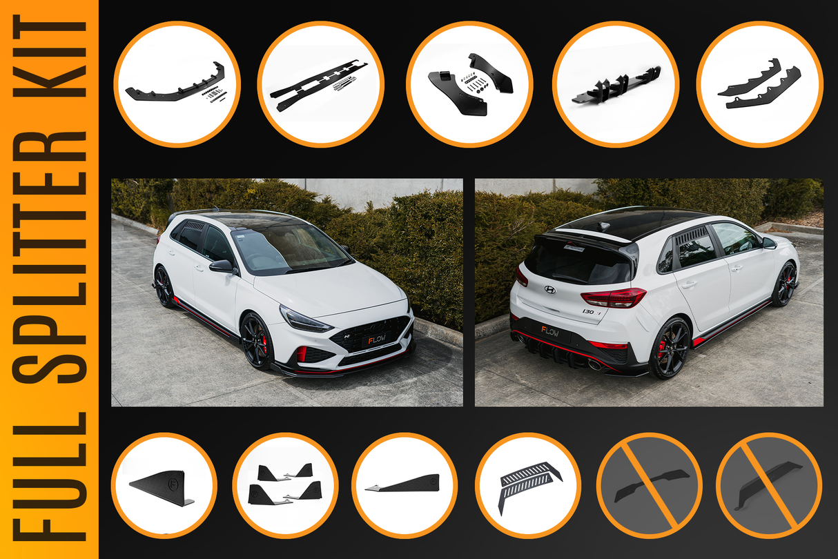 i30N Hatch PDE V6 FL2 2025 Full Lip Splitter Set - ModsDirect