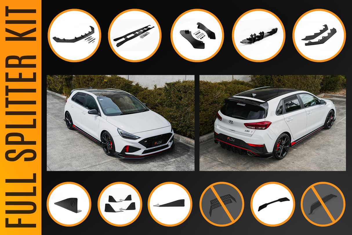 i30N Hatch PDE V6 FL2 2025 Full Lip Splitter Set - ModsDirect