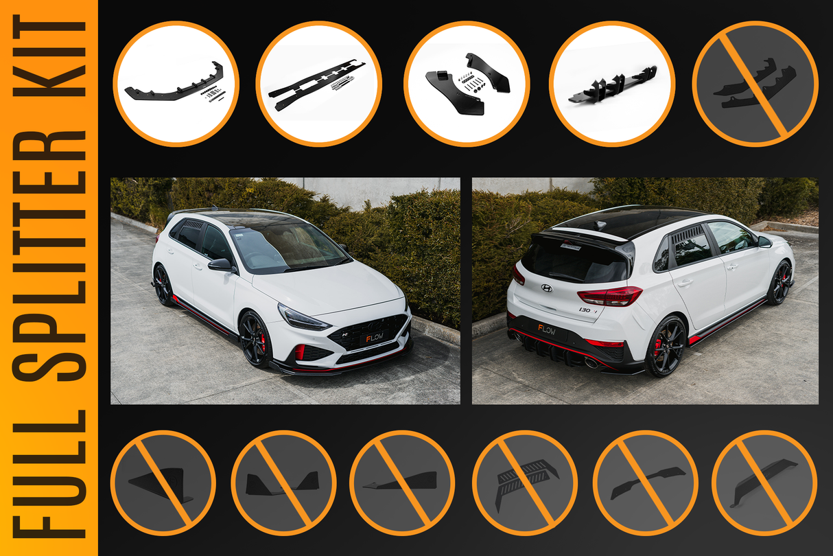 i30N Hatch PDE V6 FL2 2025 Full Lip Splitter Set - ModsDirect