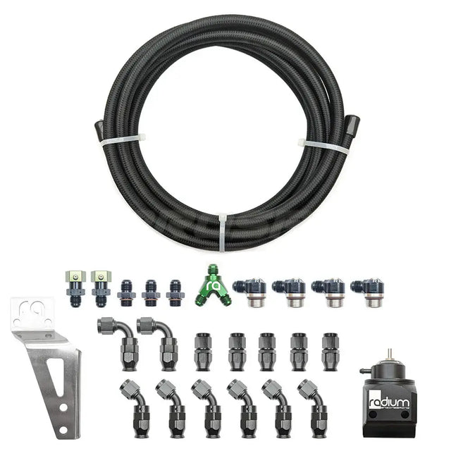 Radium Fuel Rail Kits suit Subaru EJ20/25- Fuel Rail Fittings: Straight Ends with 90 Degree Hose fittings, Fuel Press Reg:...