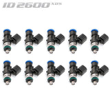 ID2600-XDS Injectors Set of 10, 34mm Length, 14mm Grey Adaptor Top, 14mm Lower O-ring- Lamborghini Huracan/Audi R8 (V10)