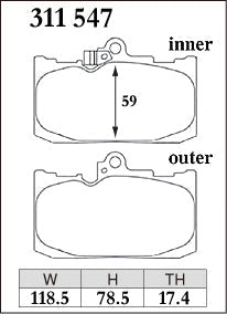 DIXCEL Front Brake Pads - Lexus RC200t / RC300 (ASC10R) / RC350 (GSC10R) - F Sport - Spirited / Track Day (ES Type)