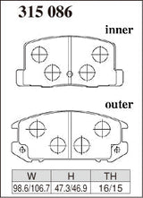 DIXCEL Rear Brake Pads – Toyota MR2 (AW11/SW20/ZZW30) - Spirited / Track Day (Z Type)