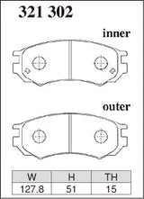 DIXCEL Front Brake Pads - Nissan Pulsar (N15) / Pulsar GTI-R (N14) / NX (B13) - Daily / Street (EC Type)