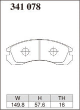 Dixcel Front Brake Pads - Mitsubishi Lancer Evo I/II/III (CD9A/CE9A) / Evo IV (CN9A) / Evo V/VI RS (CP9A) / Evo VII/VIII/IX RS (CT9A) / Evo X RS (CZ4A) - 341078