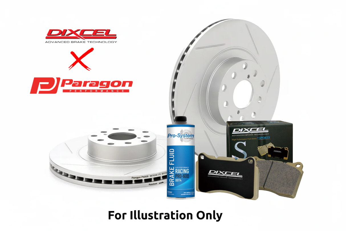 Paragon PAR4417S Front Rotor + Dixcel Brake Pad Combo – Mitusbishi Lancer EVO 4 - Pad Compound - Type S