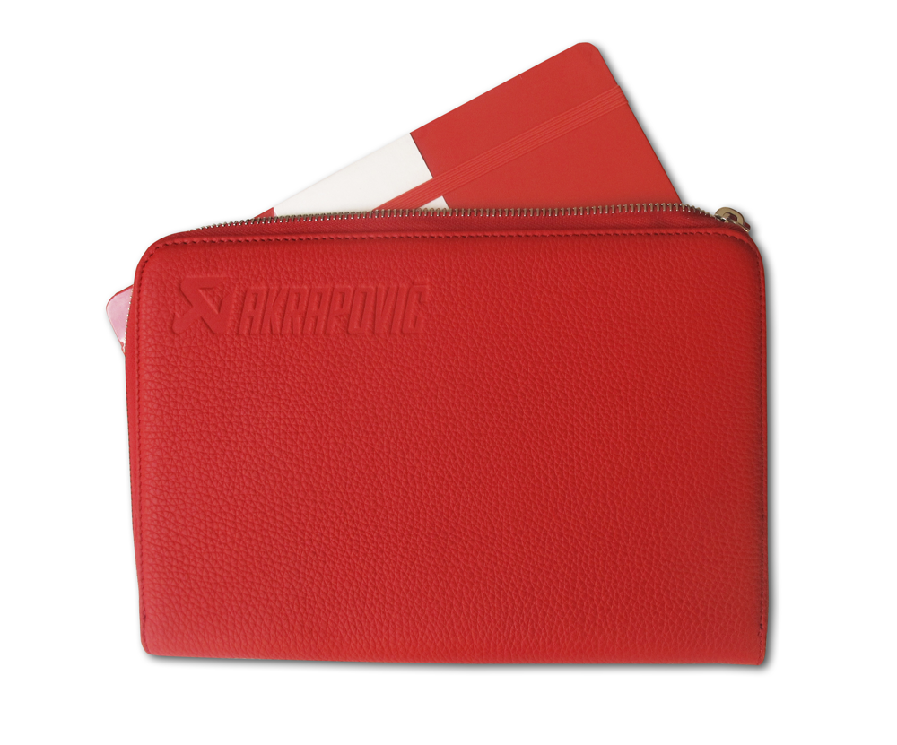 Akrapovic Leather Zip Notebook - Red S - ModsDirect