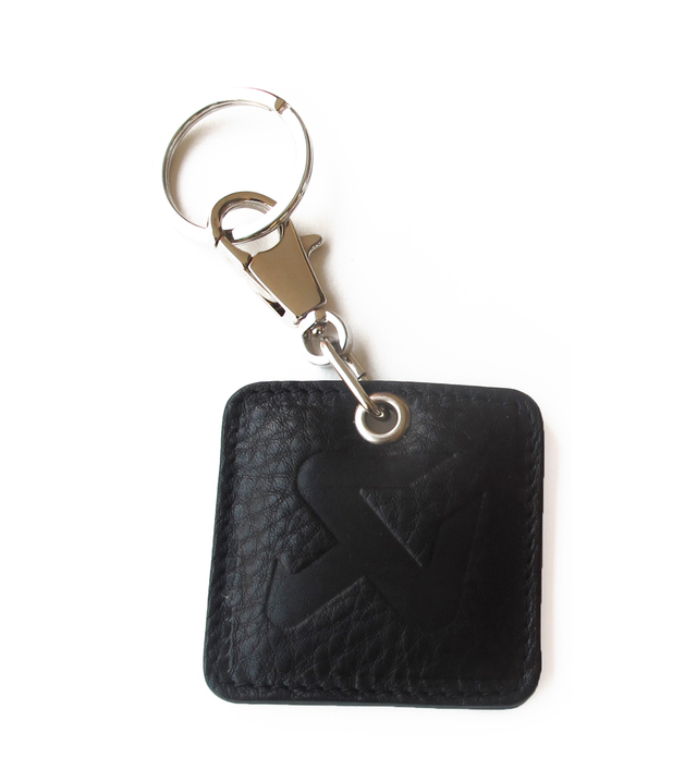 Akrapovic Square Leather Keychain - Black - ModsDirect