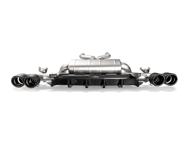 Akrapovic Rear Carbon Fibre Diffuser with Red/White Logo - Gloss for M5 (F90) - ModsDirect