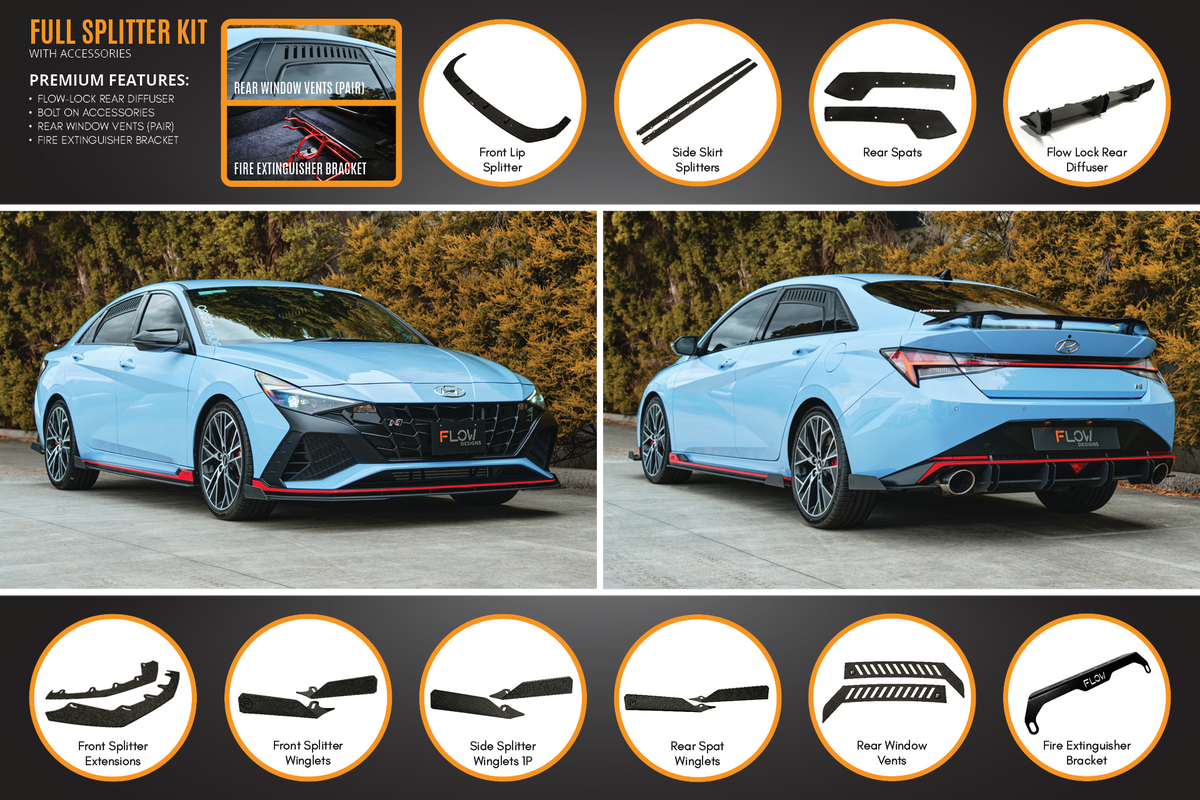 CN7 i30N Sedan 2021-2023 Full Lip Splitter Set