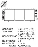 CSF 88-90 Cherokee (XJ) 4.0L w/o filler neck (3-Row Copper Core) Radiator