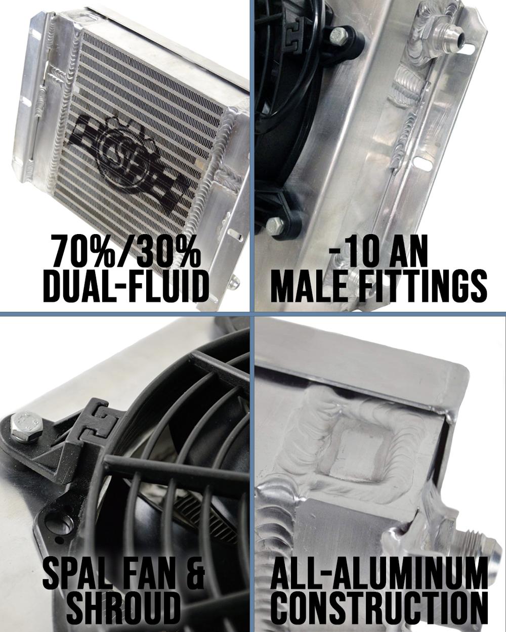 CSF 13.8in x 10in Dual Fluid Bar & Plate HD Oil Cooler w/9in SPAL Fan