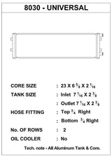 CSF Dual-Pass Cross Flow Heat Exchanger with 3/4in slip-on connections