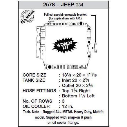 CSF 87-04 Jeep Wrangler (3 ROW Copper Core) Radiator