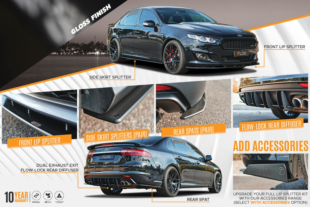 Falcon FGX Full Lip Splitter Set (GLOSS BLACK) - ModsDirect