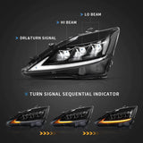 Vland | LEXUS IS250 IS350 ISF SEQUENTIAL LED HEADLIGHTS (2006-2013) - ModsDirect