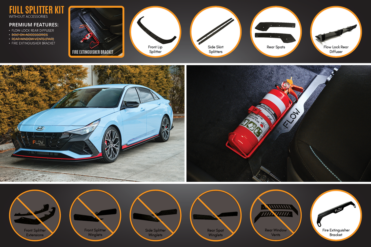 CN7 i30N Sedan 2021-2023 Full Lip Splitter Set