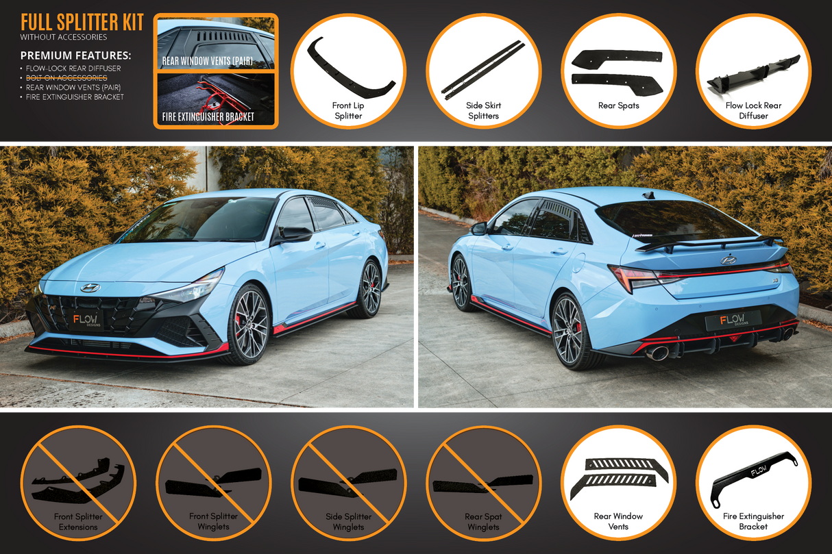 CN7 i30N Sedan 2021-2023 Full Lip Splitter Set