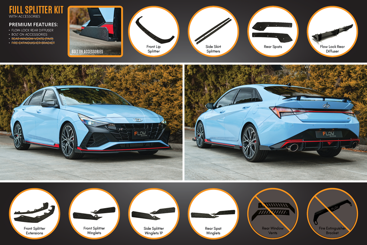 CN7 i30N Sedan 2021-2023 Full Lip Splitter Set