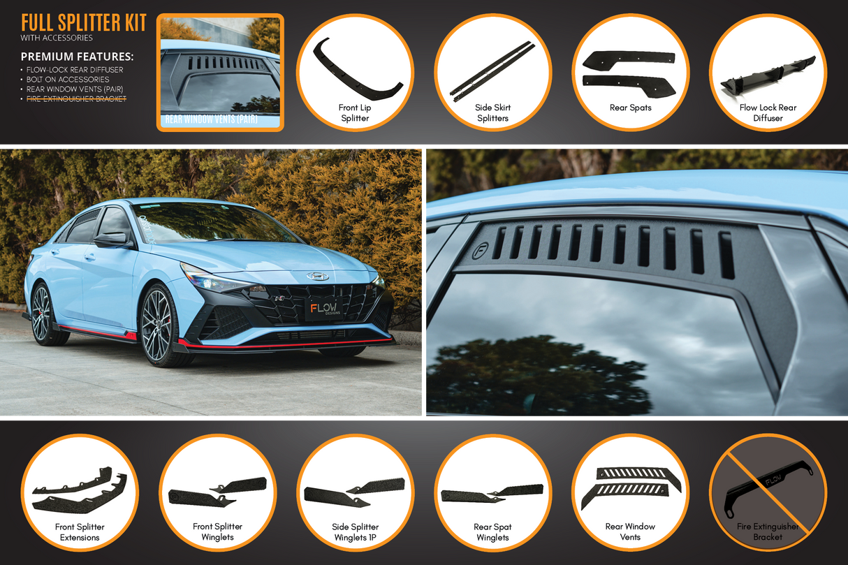CN7 i30N Sedan 2021-2023 Full Lip Splitter Set