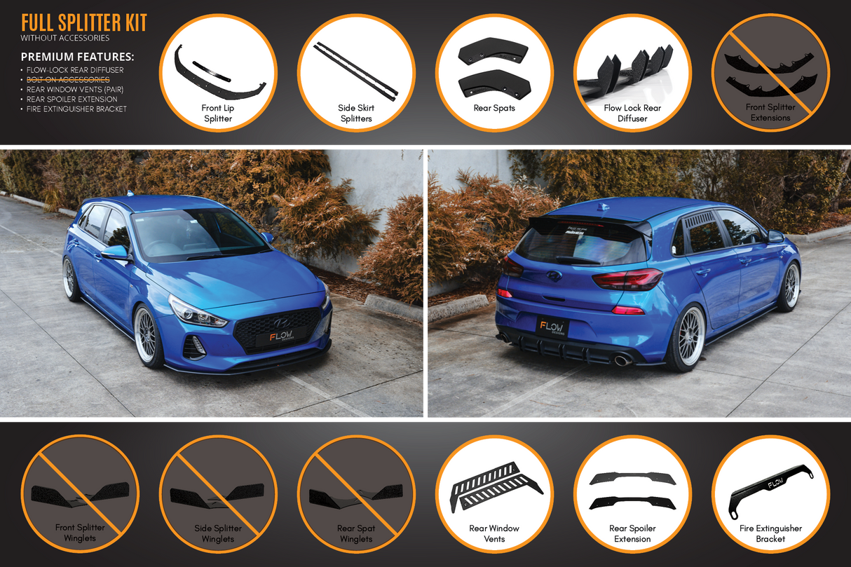 i30 SR Hatch (2017-2018) Full Lip Splitter Set