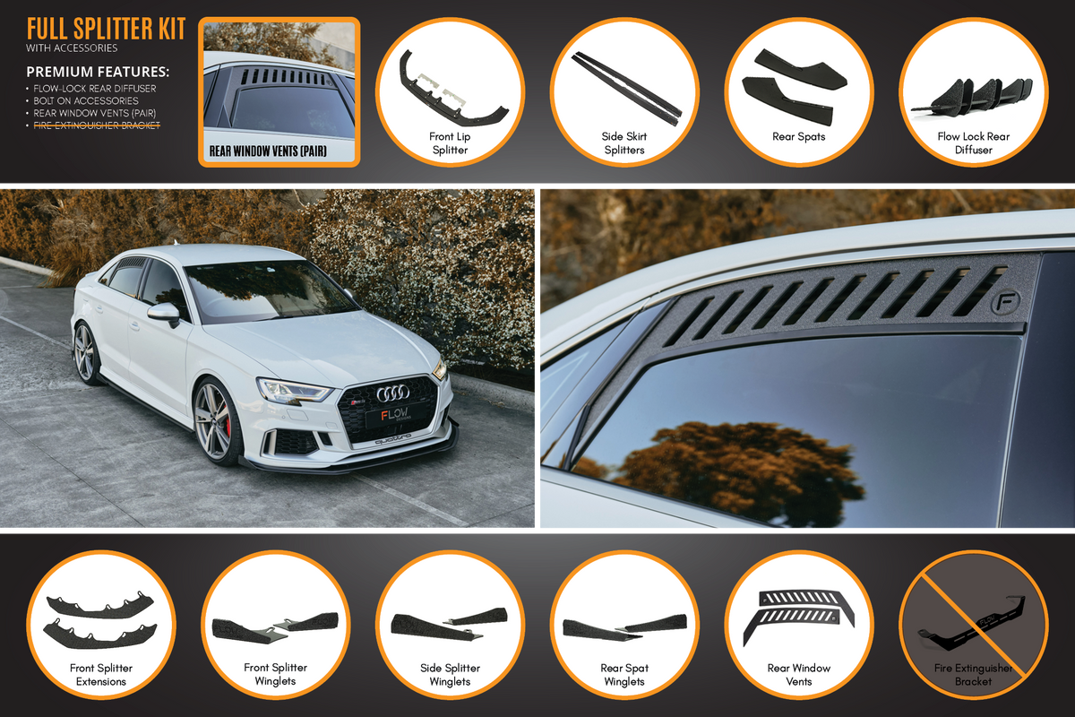 RS3 8V Sedan Facelift Full Lip Splitter Set