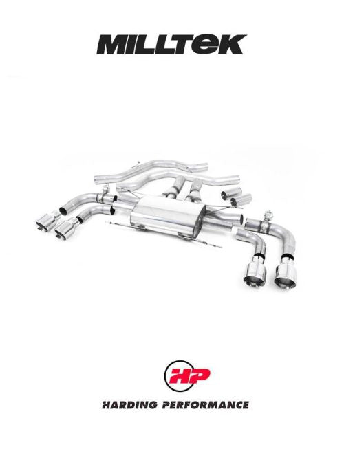 MILLTEK Front Pipe-back – Alfa Romeo Giulia Quadrifoglio 2.9 V6 Bi-Turbo - Non-Resonated - GT-100 Polished Trims