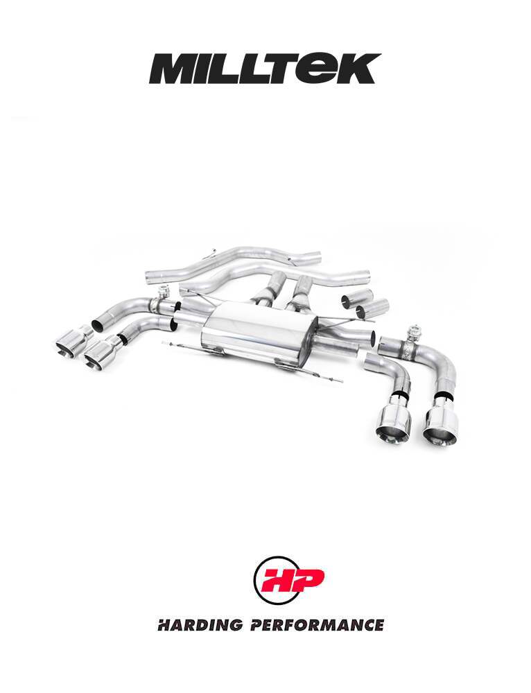 MILLTEK Front Pipe-back – Alfa Romeo Giulia Quadrifoglio 2.9 V6 Bi-Turbo - Resonated - ECE Approved - Gt 100 Titantium Trims