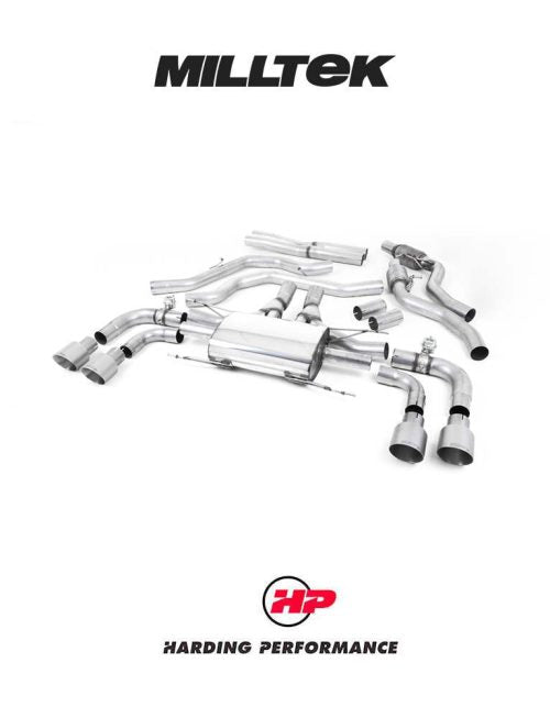 MILLTEK Cat-back – Alfa Romeo Giulia Quadrifoglio 2.9 V6 Bi-Turbo - Gt 100 Titantium Trims