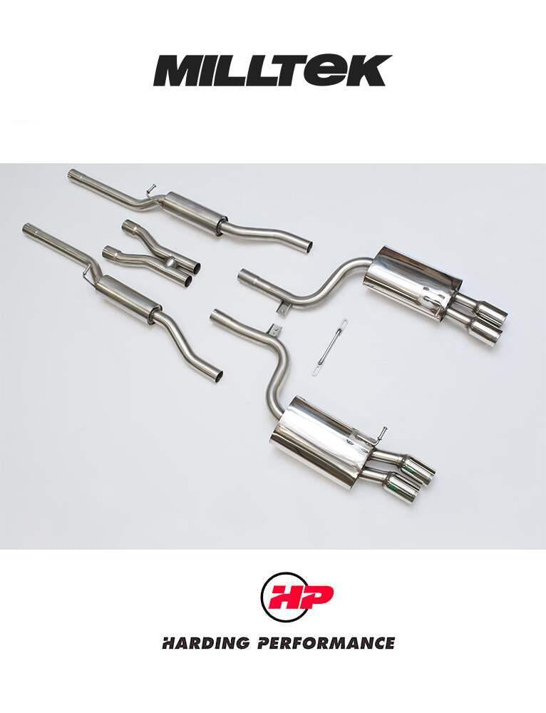 MILLTEK Cat Back Audi S4 4.2 V8 Quattro B7 Saloon Avant Cabriolet Quad 76.2mm - Non-resonated / Race