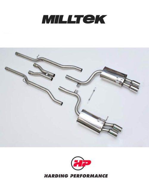 MILLTEK Cat Back Audi S4 4.2 V8 Quattro B7 Saloon Avant Cabriolet Quad 76.2mm - Non-resonated / Race
