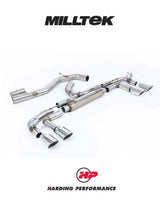 MILLTEK 80mm Particulate Filter-back Audi S3 8Y Sportback - Race Non-resonated (loudest) - Polished Oval Trims