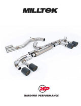 MILLTEK 80mm Particulate Filter-back Audi S3 8Y Sportback - Race Non-resonated (loudest) - Carbon 115 Jet Trims