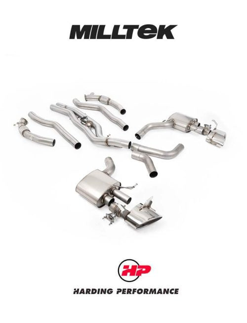 MILLTEK Cat Back System including Signature Series Titanium Audi RS6/RS7 C8 4.0 V8 bi-Turbo - Polished Oval Trims