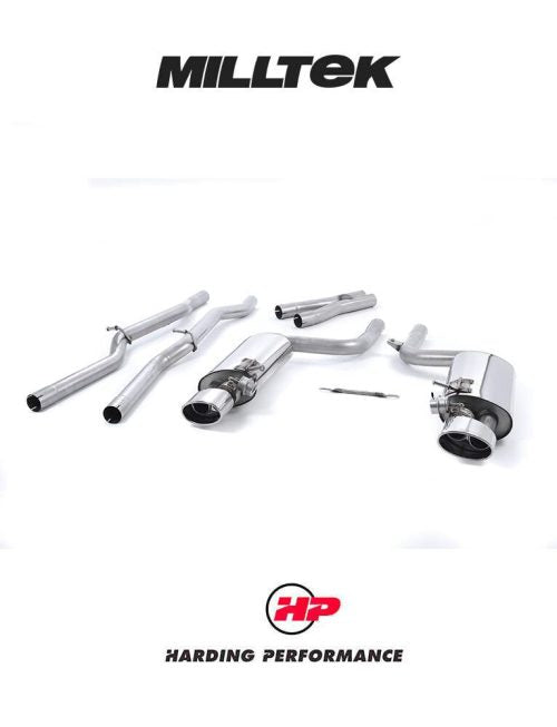 MILLTEK Audi RS4 B7 Cat Back Exhaust 4.2 V8 Saloon Avant and Cabriolet - Non-Resonated - Polished Oval Trims - Valved