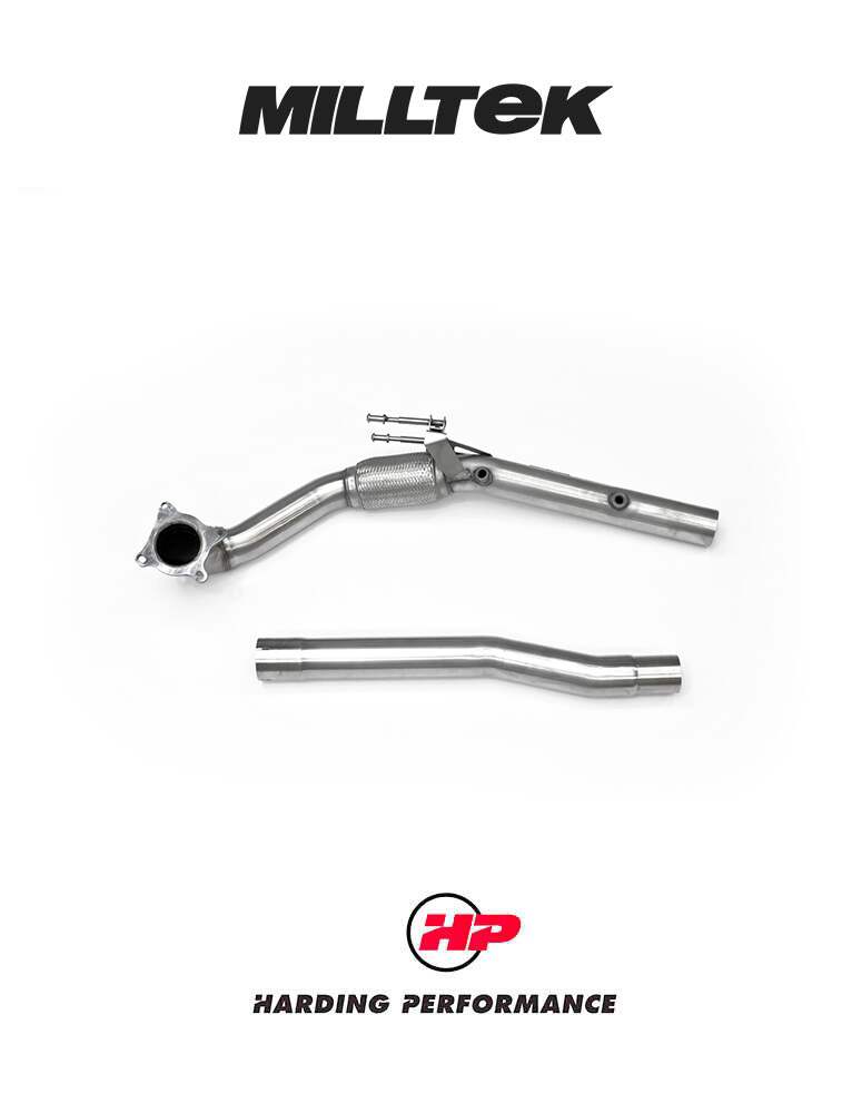 MILLTEK Downpipe – Golf MK6 R/S3 8P - 3" Milltek Cat Back - 200cell Race Catalyst - Up To Mid 2008