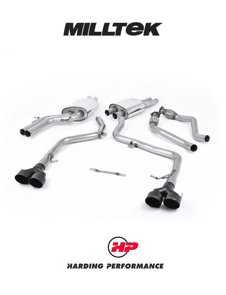 MILLTEK Cat-back – Audi S5 B8.5 3.0 TFSI - Non-resonated / Race - Black velvet