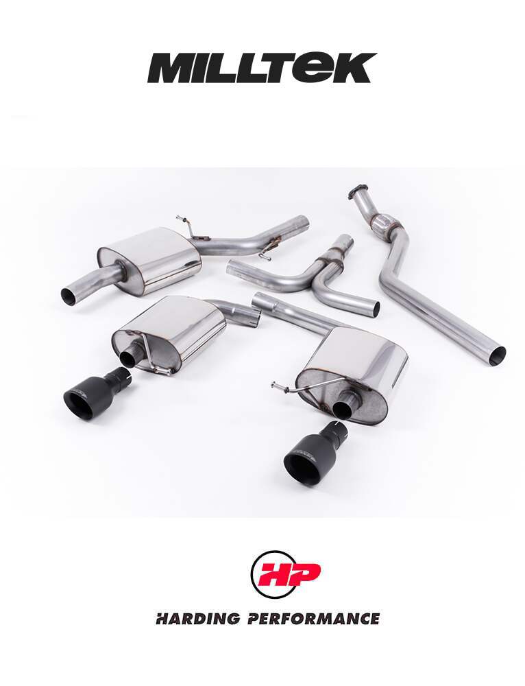 MILLTEK Cat-back – Audi A5 2.0 TFSI Cabriolet & Coupe, Dual Outlet, Cerakote Black Tips