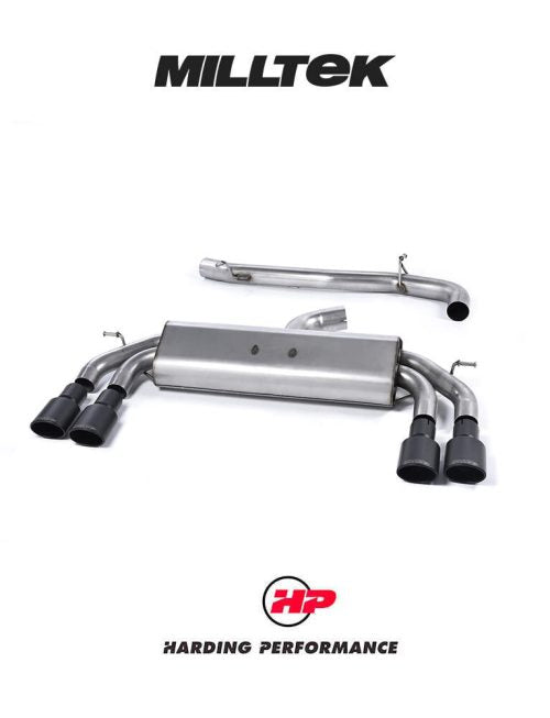 MILLTEK Cat-back – Audi S3 Sportback 8V/8V.2 - Non-resonated - Non-Valved - Quad Oval Cerakote Black Tips
