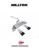 MILLTEK Cat-back – Audi S3 8V/8V.2 Saloon & Cabriolet - Non-resonated - Non-Valved - Quad Round Cerakote Black Tips