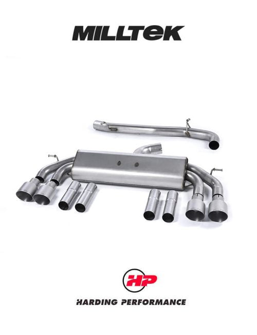 MILLTEK Cat-back – Audi S3 8V/8V.2 Saloon & Cabriolet - Non-resonated - Non-Valved - Quad Round Titanium Tips