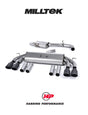 MILLTEK Cat-back – Audi S3 8V/8V.2 Saloon & Cabriolet - Resonated - Non-Valved - Quad Oval Cerakote Black Tips