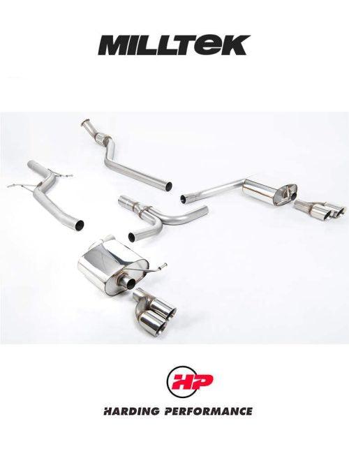 MILLTEK Cat-back – Audi A4 B8 2.0 TFSI Manual - Non-resonated - Quad Outlet - Polished