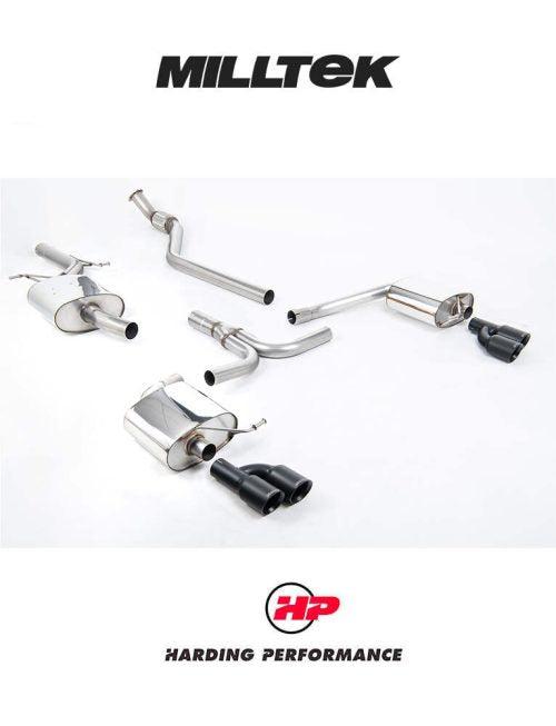 MILLTEK Cat-back – Audi A4 B8 2.0 TFSI Manual - Resonated / EC-approved - Quad Outlet - Cerakote Black