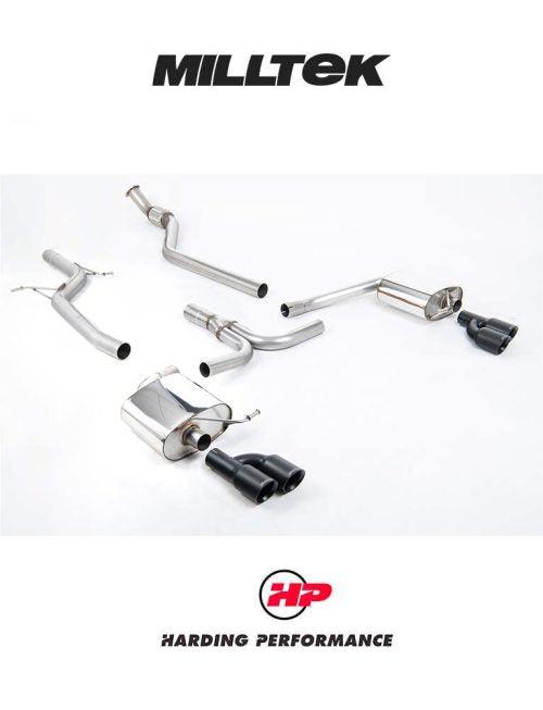 MILLTEK Cat-back – Audi A4 B8 2.0 TFSI Manual - Non-resonated - Quad Outlet - Cerakote Black