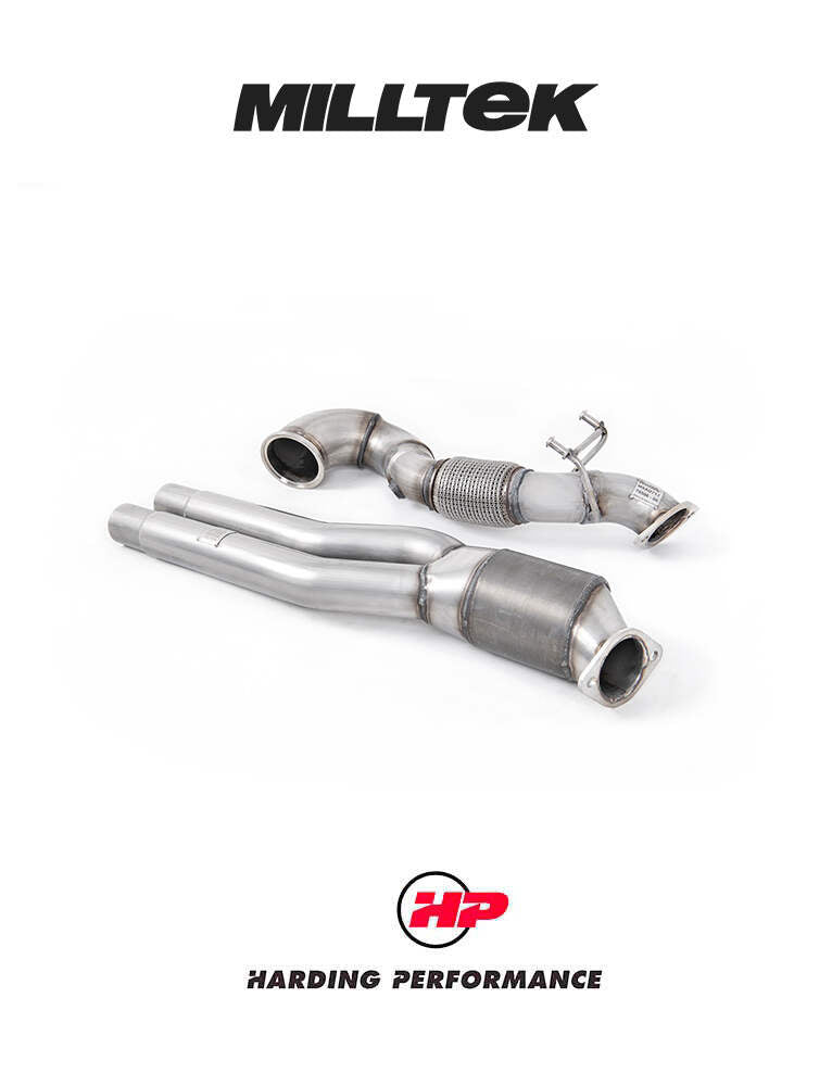 MILLTEK Large Bore Downpipe Suit Non-OPF – Audi RS3 8V.2, TTRS - Decat - 100mm Turbo Elbow to Twin 70mm