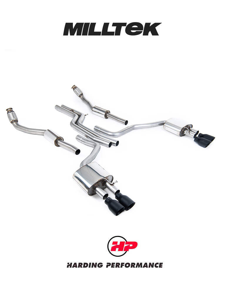 MILLTEK Cat-back – S6 4.0 TFSI, Non-resonated (louder), Cerakote Black Tips [SSXAU737]