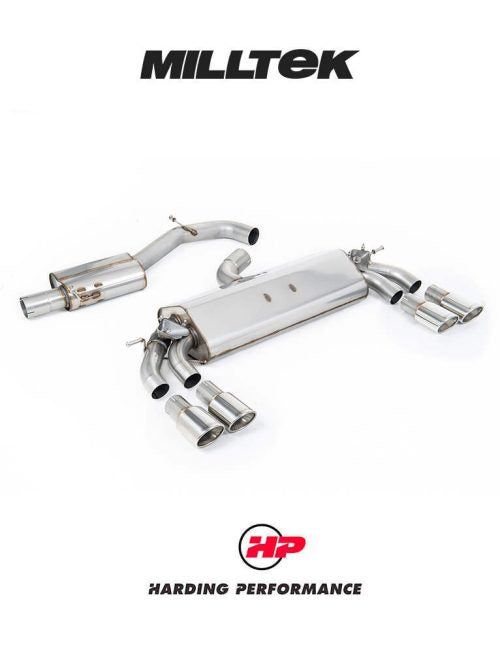 MILLTEK Cat-back – Audi S3 Sportback 8V/8V.2 - Semi-Resonated - Valved - Quad Oval Polished Tips